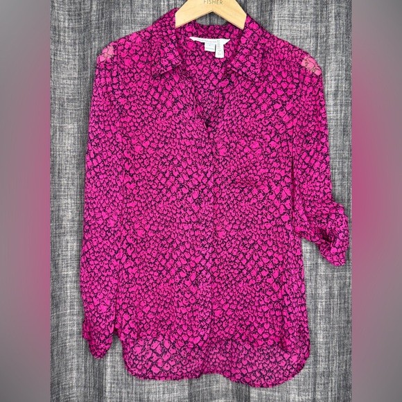 Diane Von Furstenberg Fuchsia Patterned Blouse - Picture 1 of 4